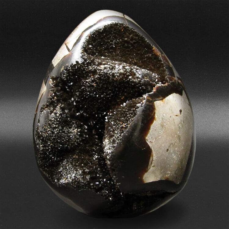 Black Septarian “DRAGON EGG” dragonstone crystal mineral geode Madagascar