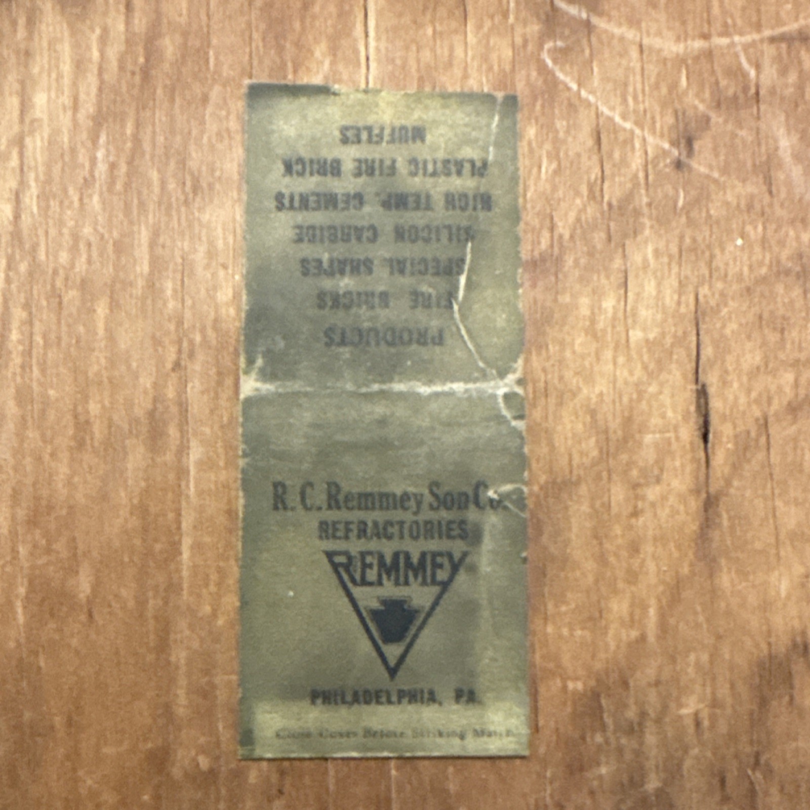 Vtg R.C. Remmey Sons Refractories Ad Matchbook Philadelphia PA Collectible G