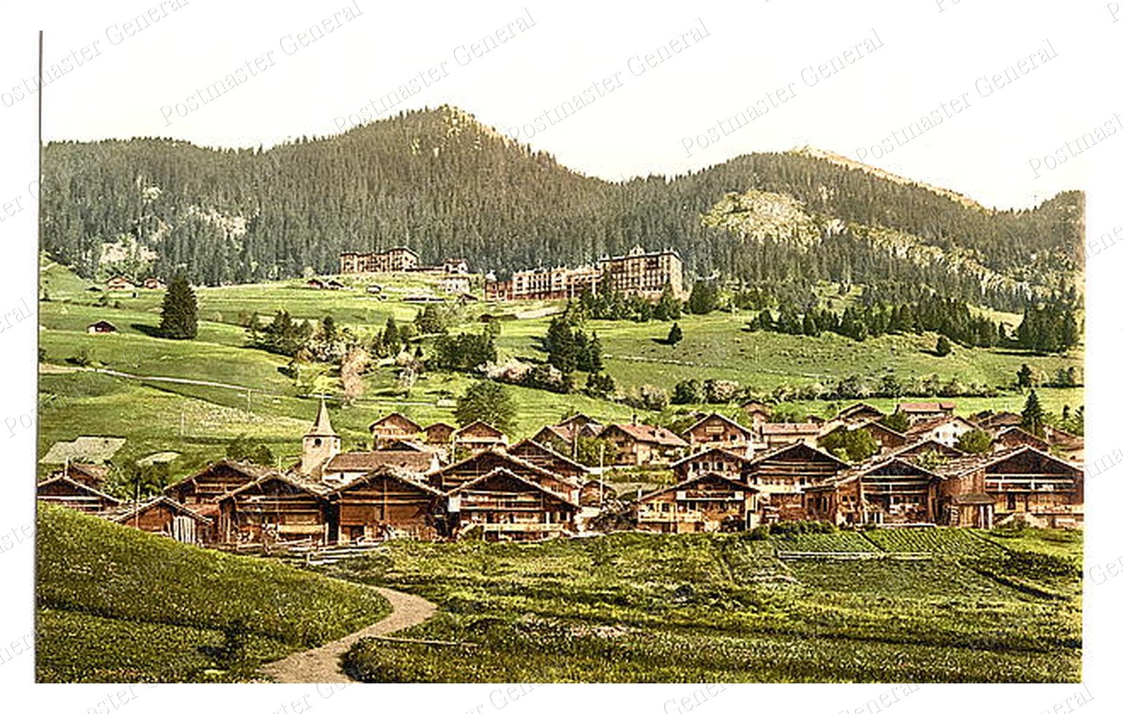 Leysin Switzerland Village View Standard Postcard COPY RPPC