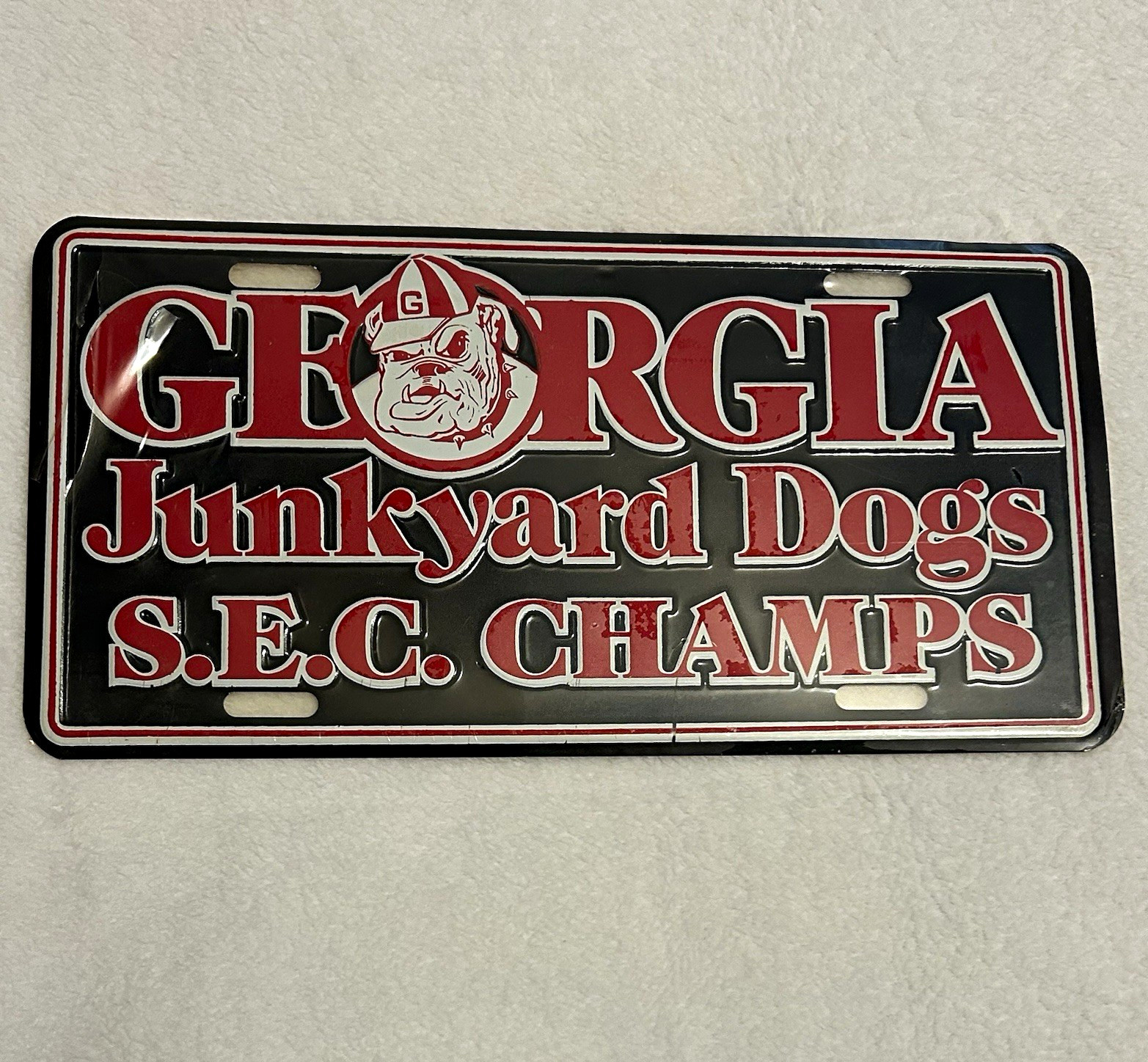 Vintage Georgia Junkyard Dogs SEC Champs License Plate Vintage Georgia Junkyard Dogs SEC Champs License Plate