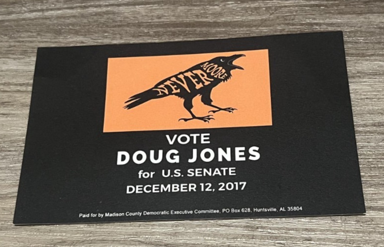 OFFICIAL POLITICAL card Dem Doug Jones for U.S. Senate, AL