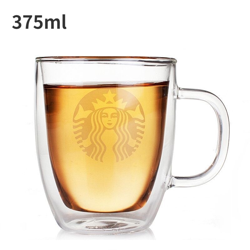 Starbucks Glass Cup Starbucks Coffee Cup Thickened Double-layer Cup Glass Mug