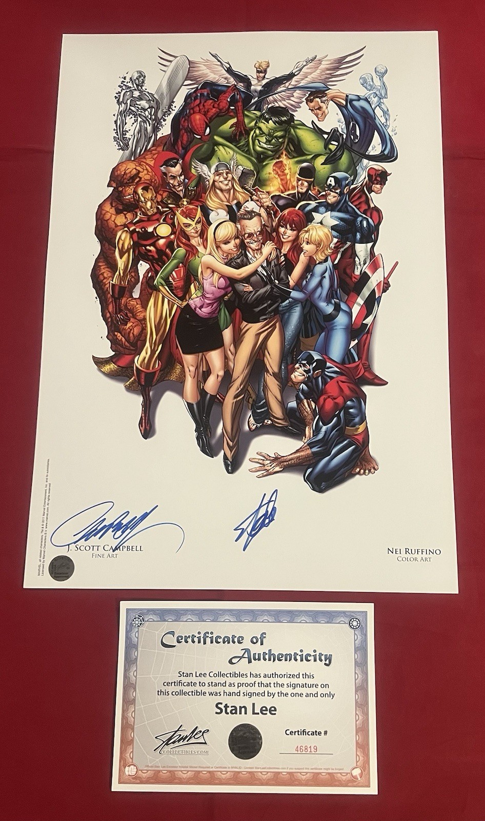 Avengers 1 SDCC Heroes Campbell Color Litho Signed by Stan Lee w/ COA & Campbell Avengers 1 SDCC Heroes Campbell Color Litho Signed by Stan Lee w/ COA & Campbell