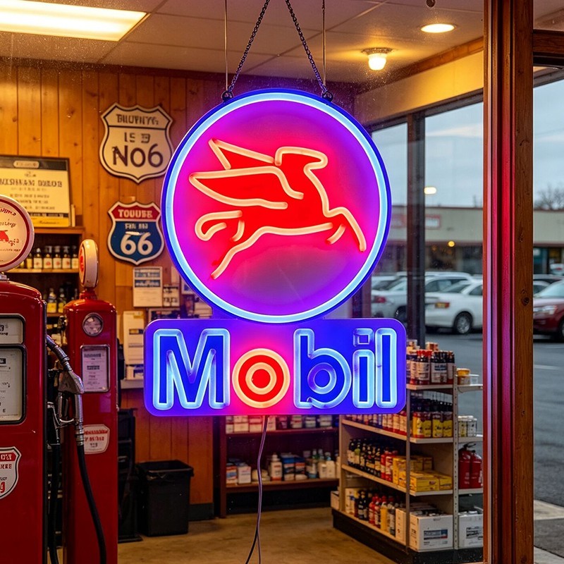 US STOCK Mobil Gasoline LED Neon Sign 16