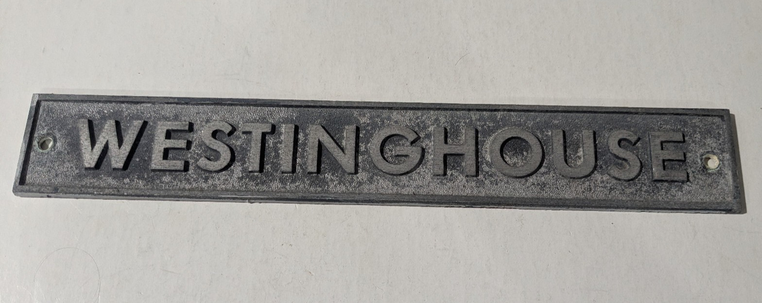 Vintage Metal Westinghouse Embossed Nameplate Logo Emblem Badge Decal Ornament