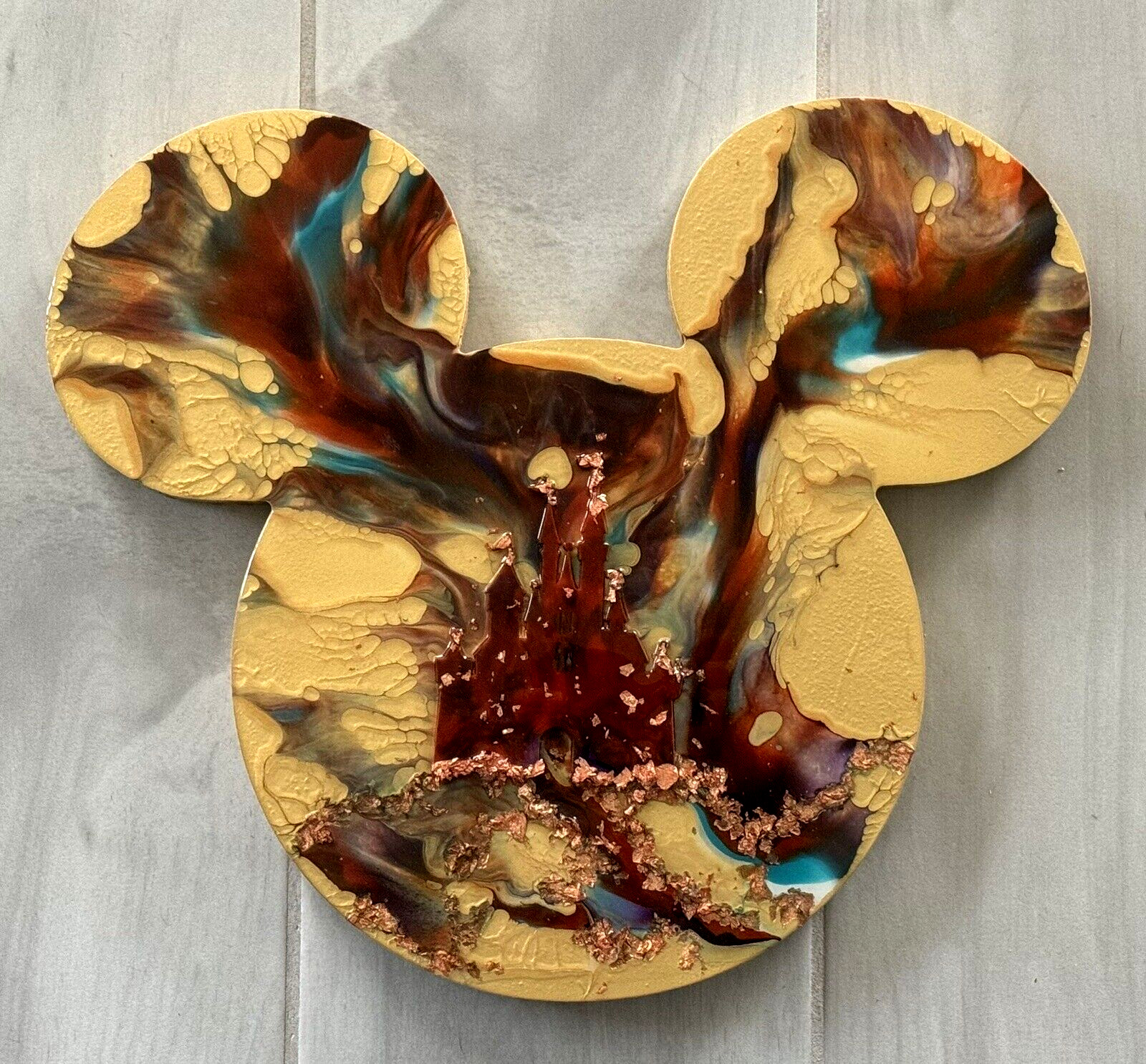 RARE OOAK MICKEY MOUSE CINDERELLA CASTLE ABSTRACT ORLANDO HAND MADE ART PIECE