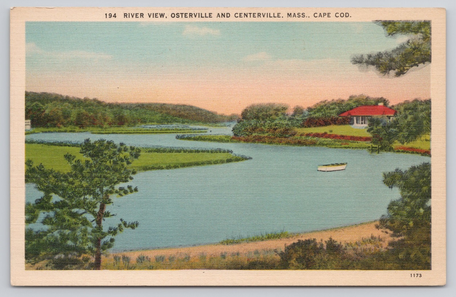 Osterville and Centerville Cape Cod MA Massachusetts River View Postcard