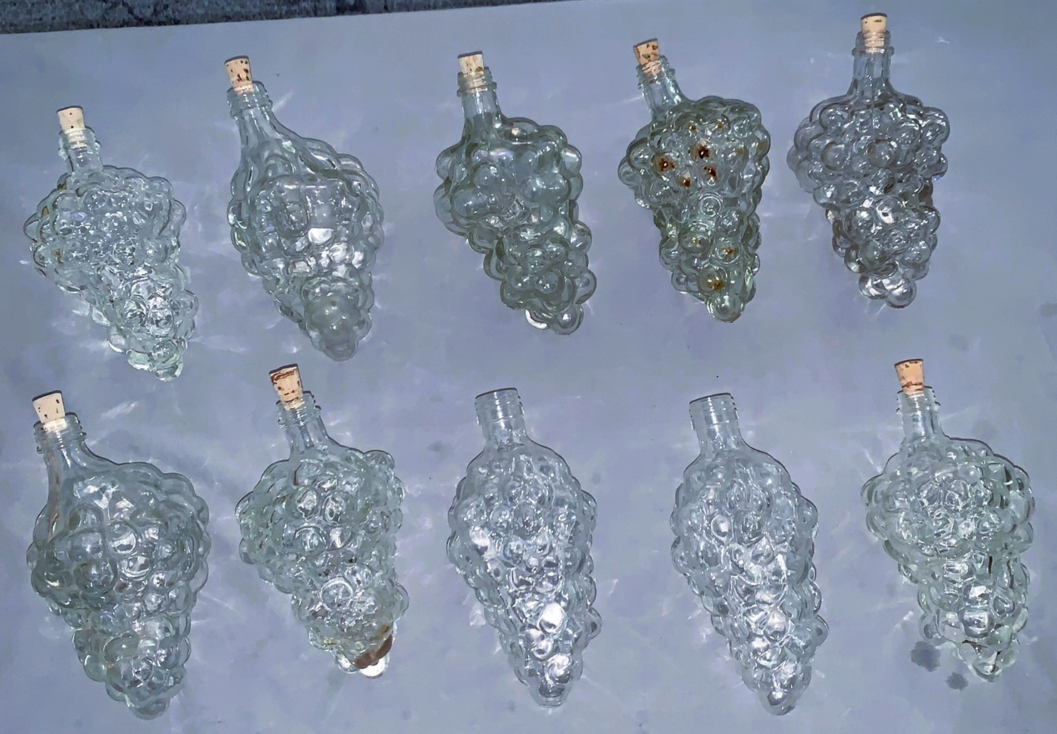 Great Lot  10  Vintage  Made in France  Grape Cluster  Wine Bottles or Decanters