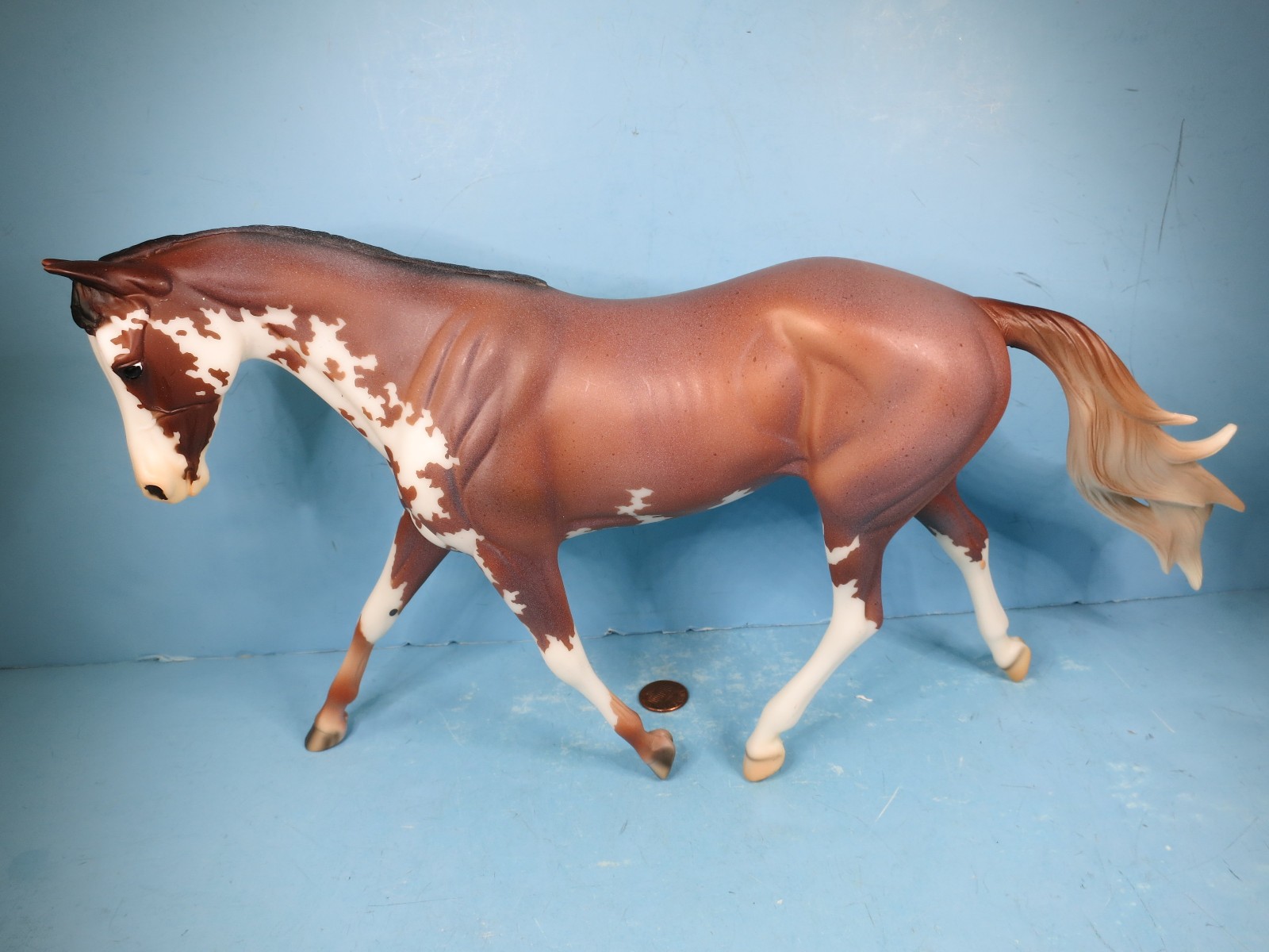 BREYER TRADITIONAL-Full Moon Rising Chestnut Roan Pinto Strapless Mold-2023-USED BREYER TRADITIONAL-Full Moon Rising Chestnut Roan Pinto Strapless Mold-2023-USED