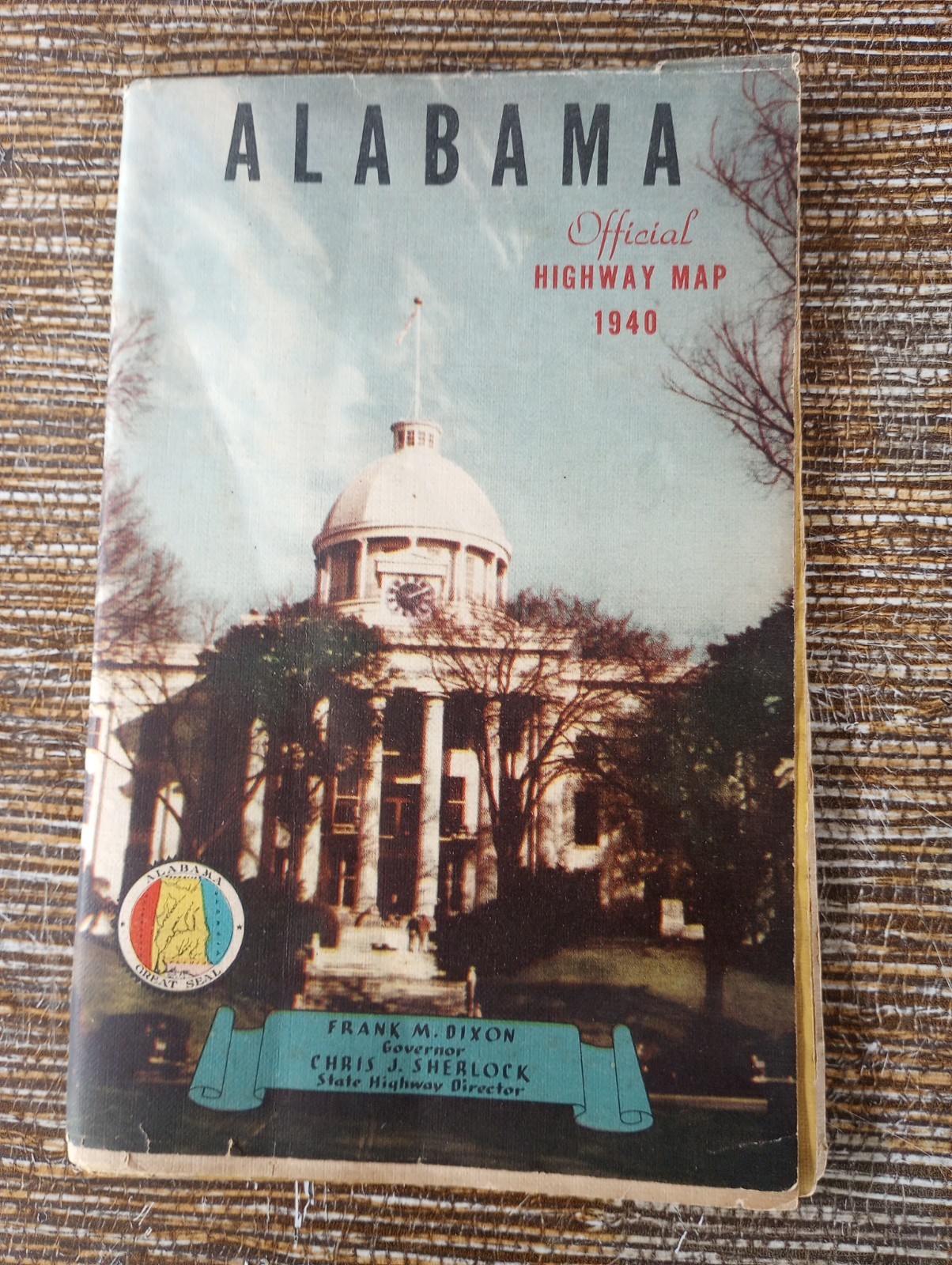1940 Official Alabama Highway Large Foldout Map Wilson Printing Co