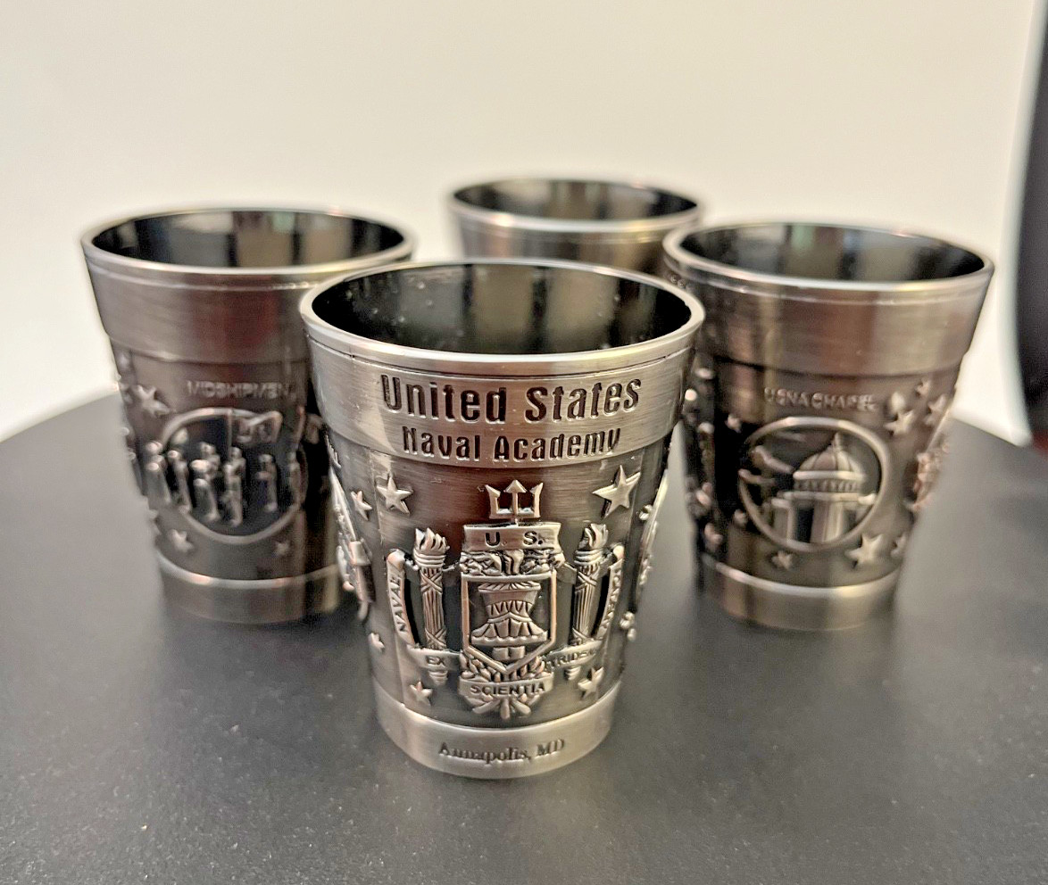 United States Naval Academy AnnapolisMD Collectible Pewter Shot glasses Set of 4 United States Naval Academy AnnapolisMD Collectible Pewter Shot glasses Set of 4