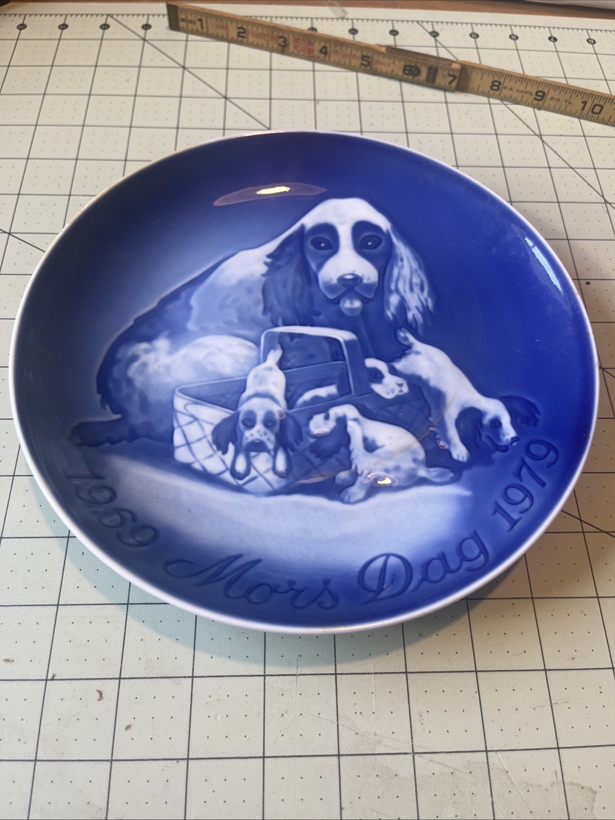1979 Bing Grondahl Mothers Day Jubilee Plate 1969-1979 Dog Puppies BG 9