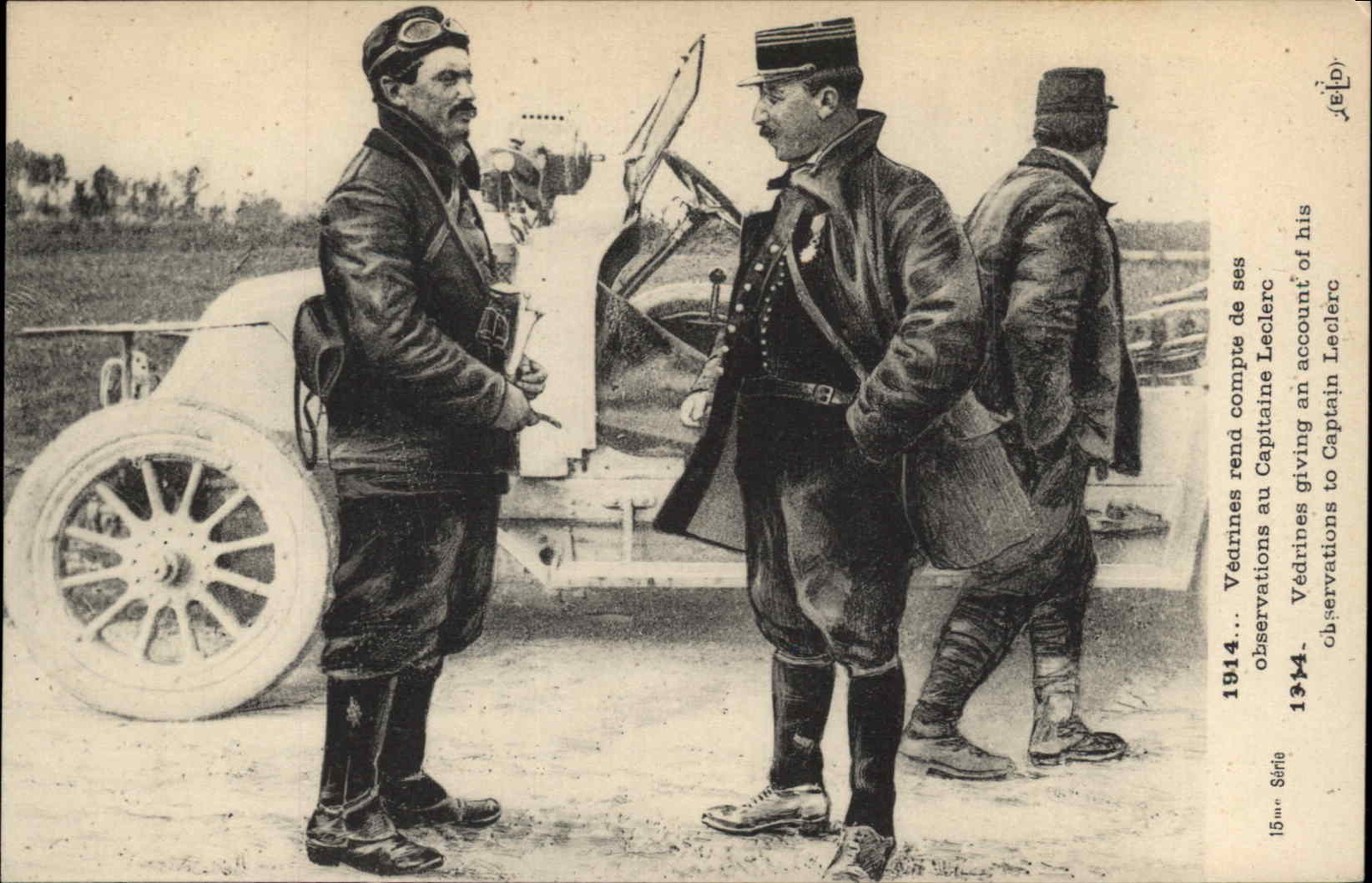 WWI French Pioneer Aviation Aviator Jules Vedrines Captain Leclerc Postcard