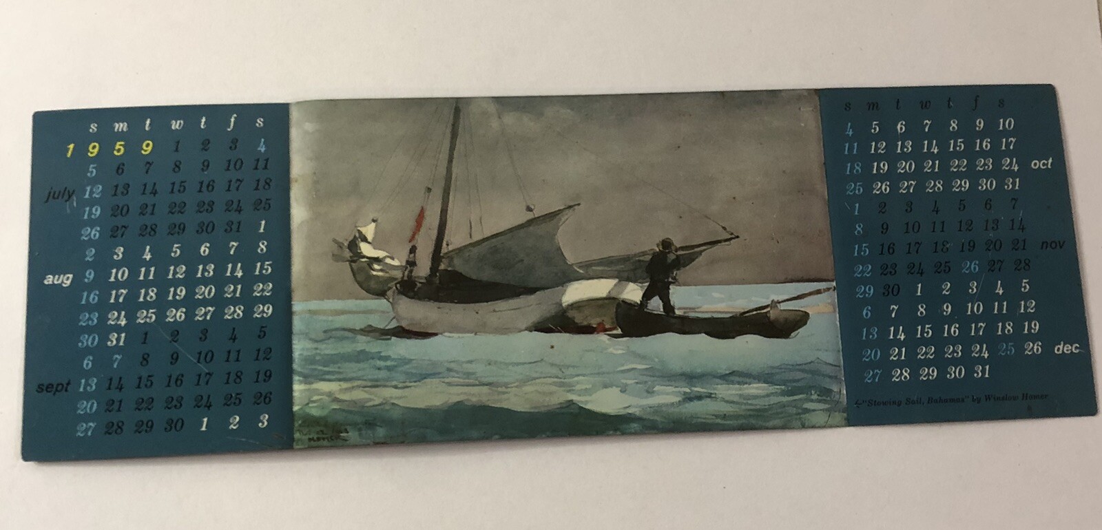 Vintage 1959 J.L. Clark Manufacturing Co. Tin Litho Advertising Calendar Metal