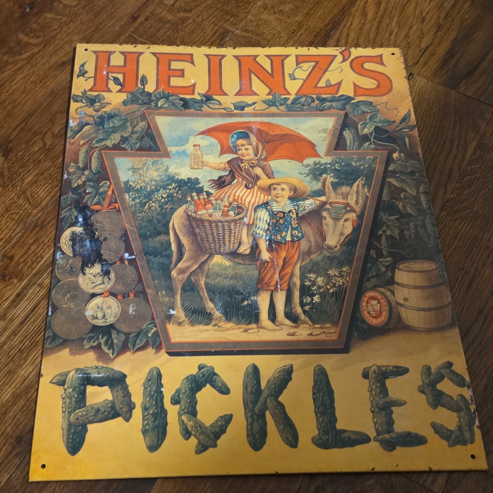 Vintage “HEINZ\'S PICKLE’S” - Steel Metal Sign 1993 16” High X 12” Wide
