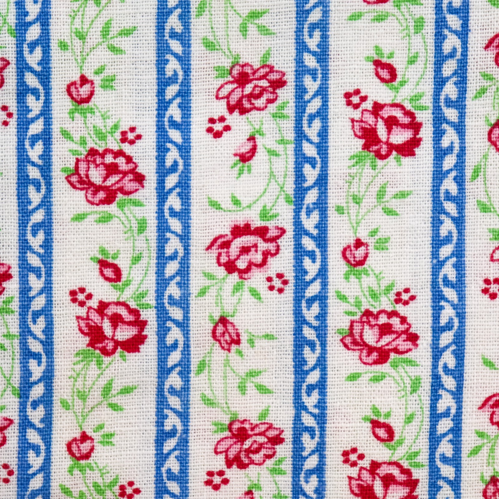 Vintage Feedsack Fabric 1940s Old Floursack Pink Blue White Roses Flowers 18x21