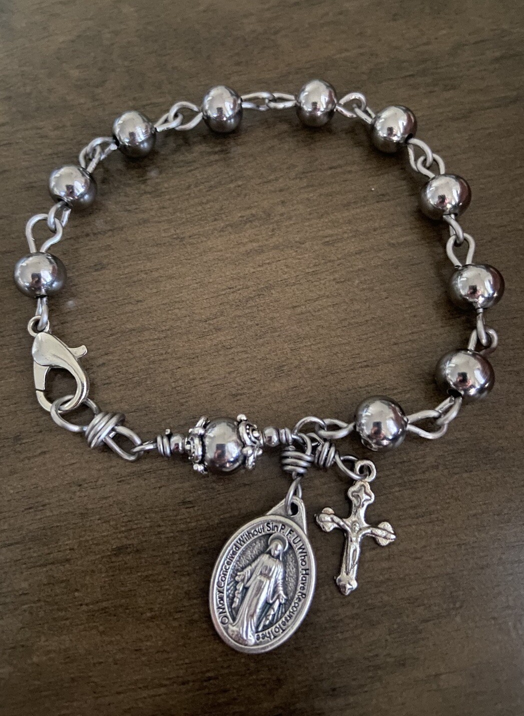Rosary Bracelet, Miraculous Stainless Steel Beads Rosary, Handmade