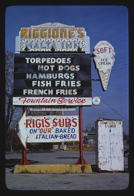 Riggione\'s Malta Inn Rigi\'s Subs and Ice Cream sign Malta New York Photo