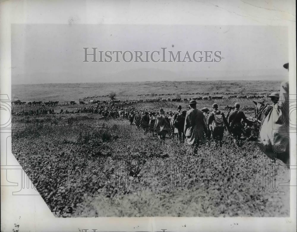 1942 Press Photo First A.E.F over flat country in Fliery-Richecourt, France.