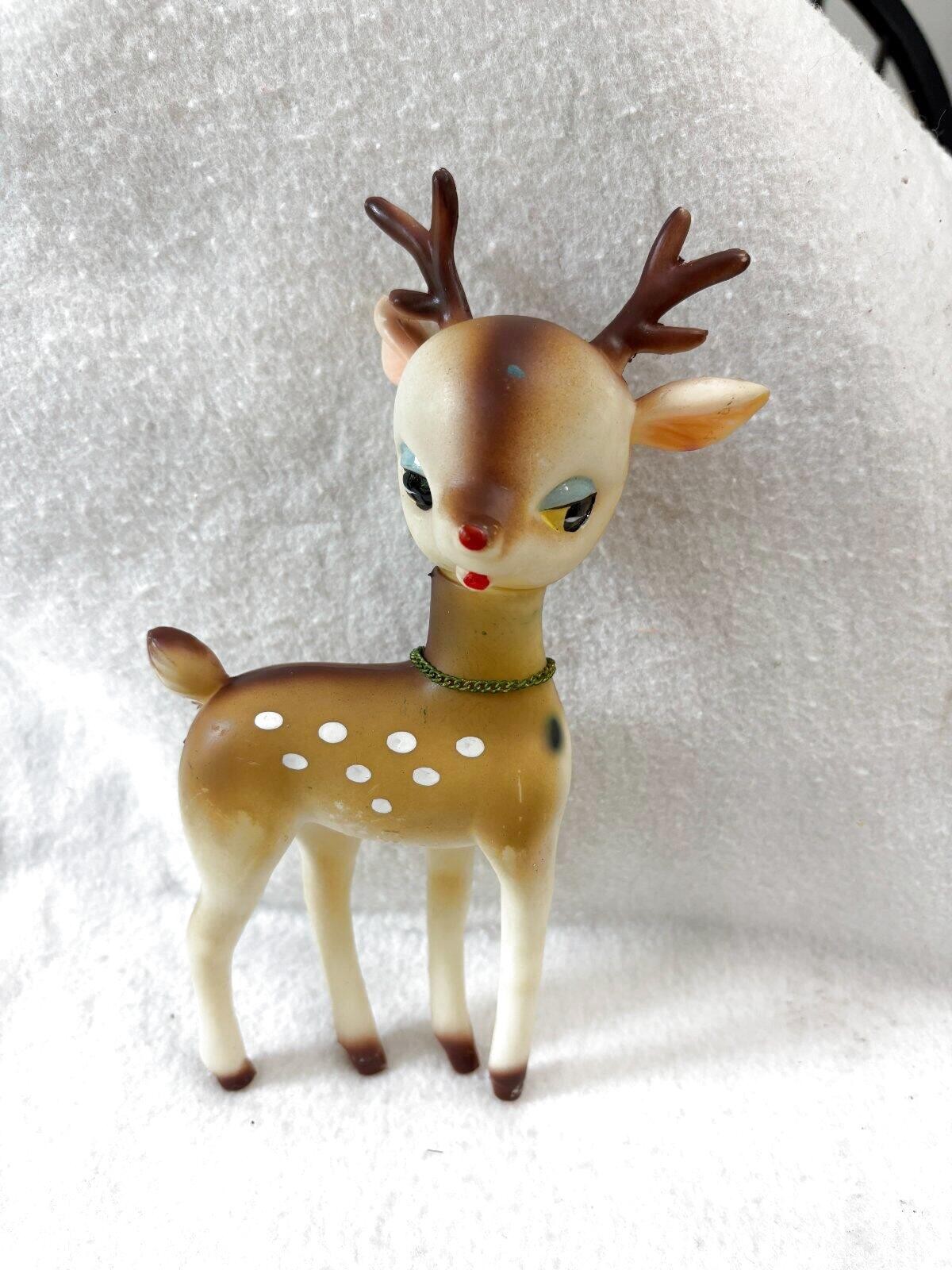 VINTAGE SOFT PLASTIC CHRISTMAS REINDEER~ DEER~10\