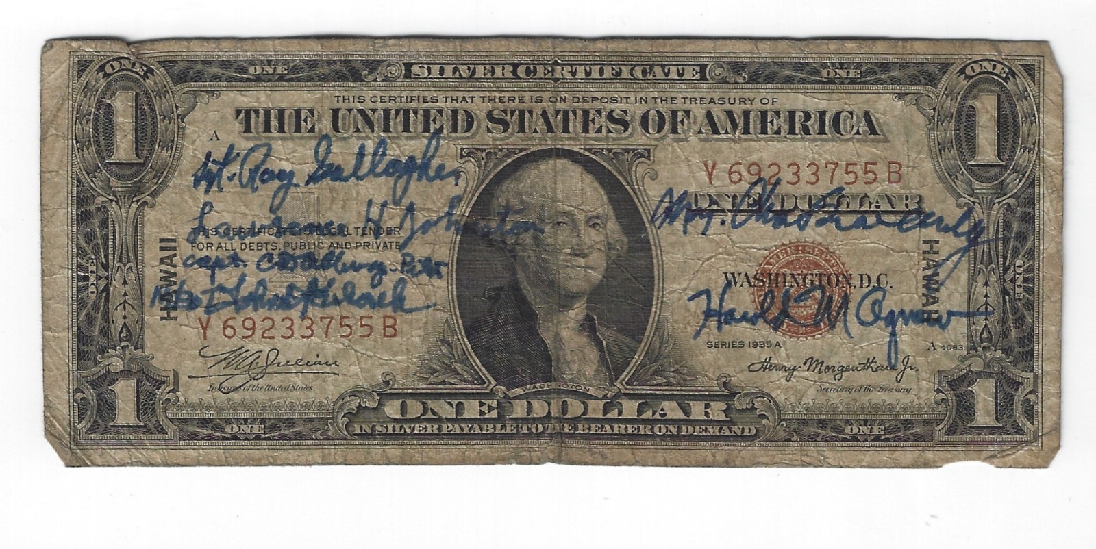 509th Composite Group, Great Artiste Signed Short Snorter, Enola Gay