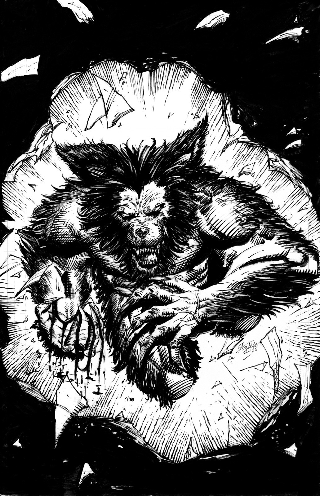 The Vessel Cover Art Inked by Giovanni Mills on 11x17 Bristol Board