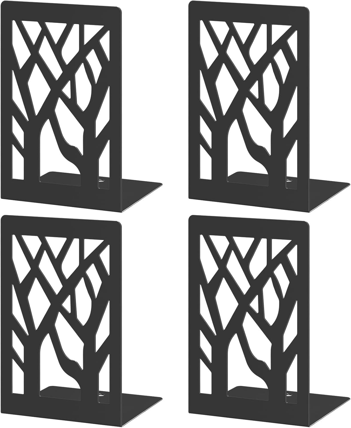 Bookends 1 or 4 Pieces, Modern Metal Bookends for Shelves, Black Tree Book Ends Bookends 1 or 4 Pieces, Modern Metal Bookends for Shelves, Black Tree Book Ends