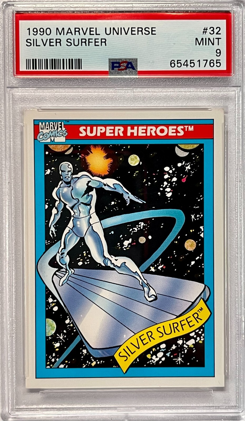1990 Impel Marvel Universe #32 Silver Surfer Fantastic Four Rookie PSA MINT 9