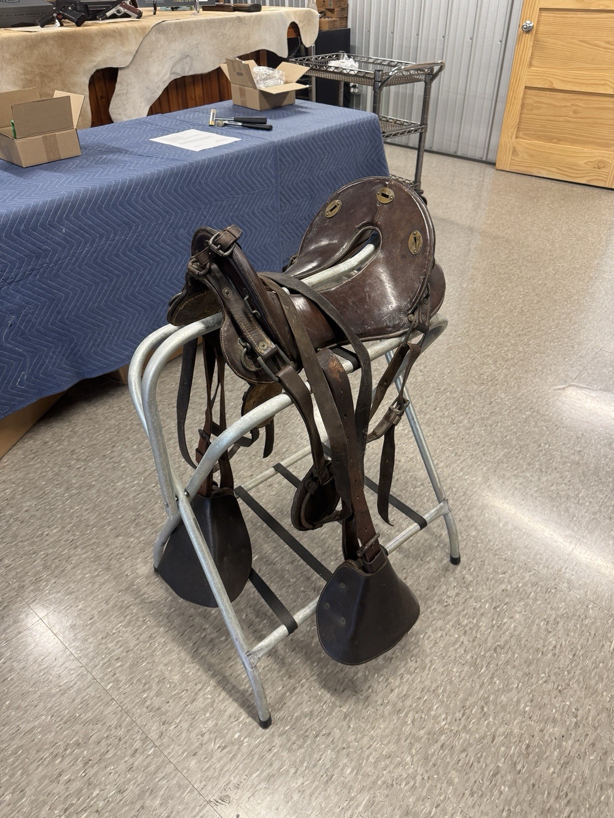 Original US Military McClellan Calvary Saddle 11” seat US Hooded Stirrups