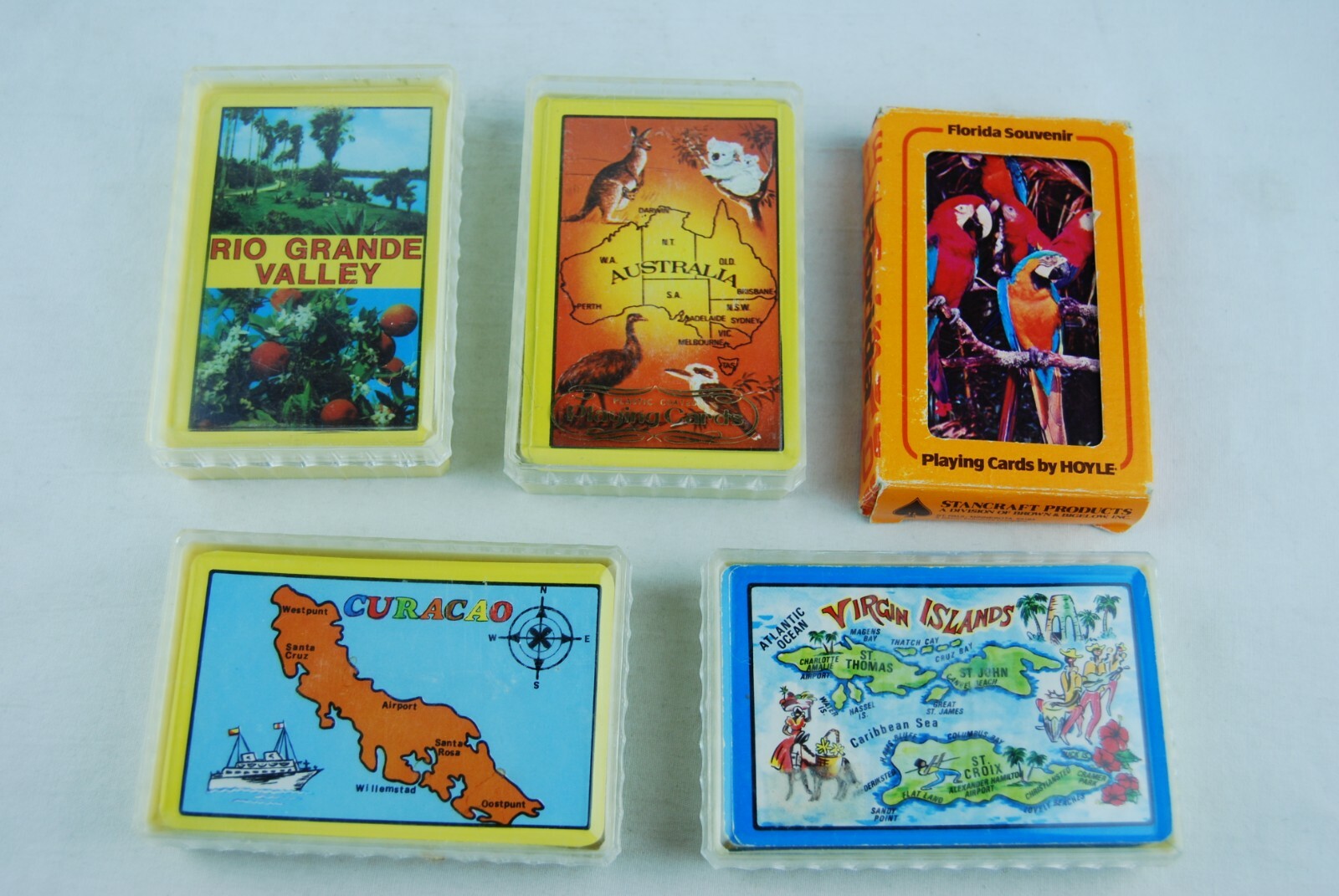 Vintage Souvenir Playing Card Lot 5 Virgin Islands Australia Curacao Rio Grande 