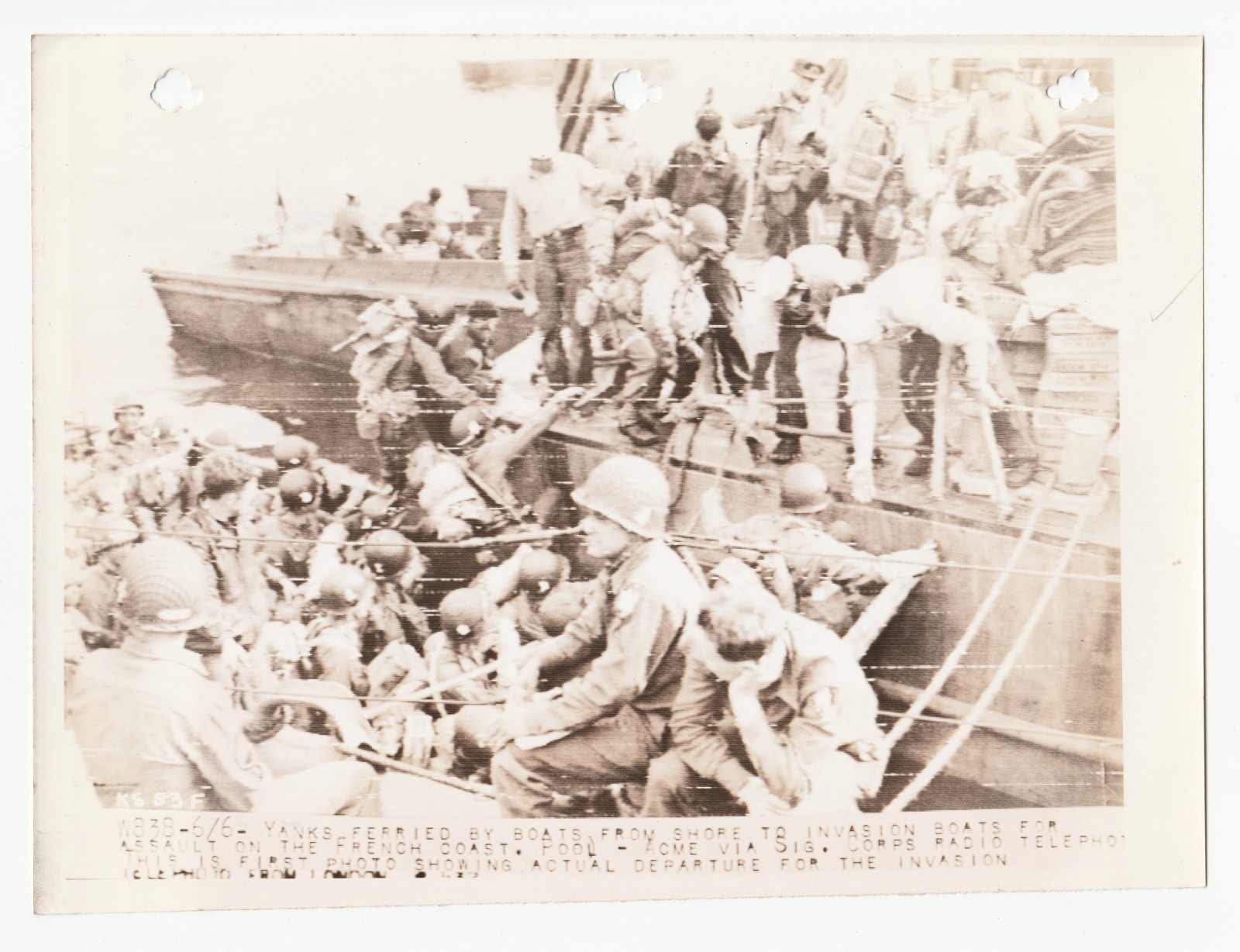 D Day Invasion American Troops 1944 Original Press Photo WWII