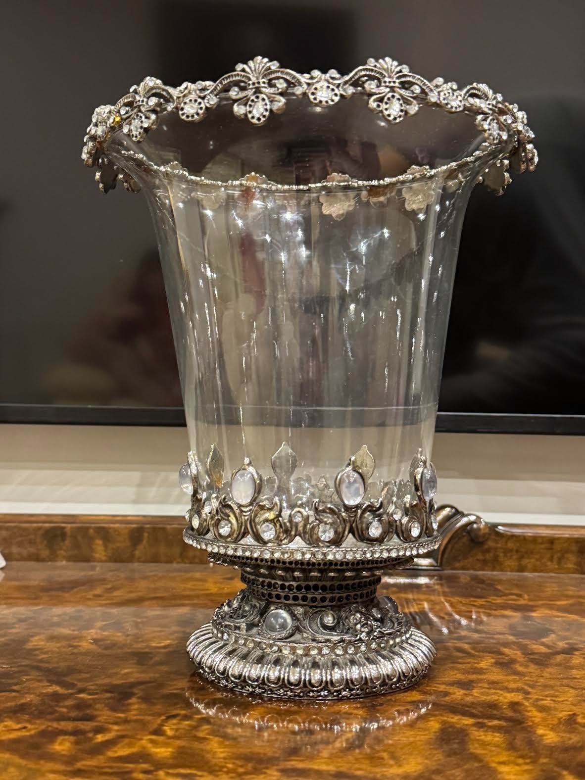 Vase Antique Georgian Jeweled Glass 18th Century Stunning Bohemian Filigree