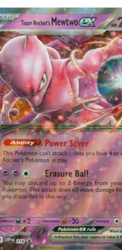 Team Rocket\'s Mewtwo ex SVP 216 Black Star Promo Pokemon Card Holo