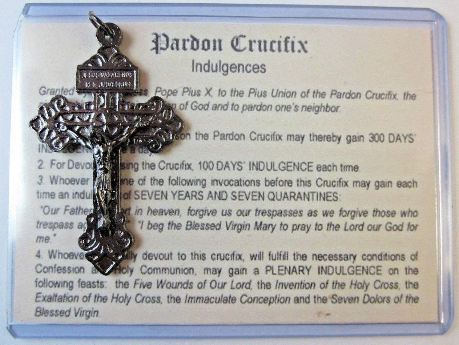 Pardon Crucifix Cross Gunmetal Finish 2 1/4