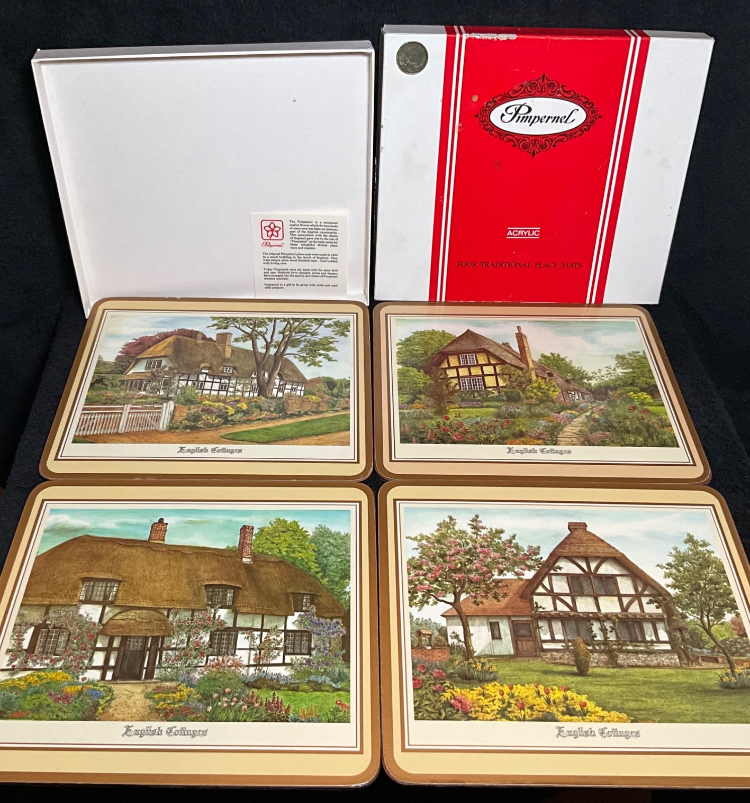 4x-VTG PIMPERNEL ACRYLIC PLACEMATS -ENGLISH COTTAGES -CELLUWARE LIMITED