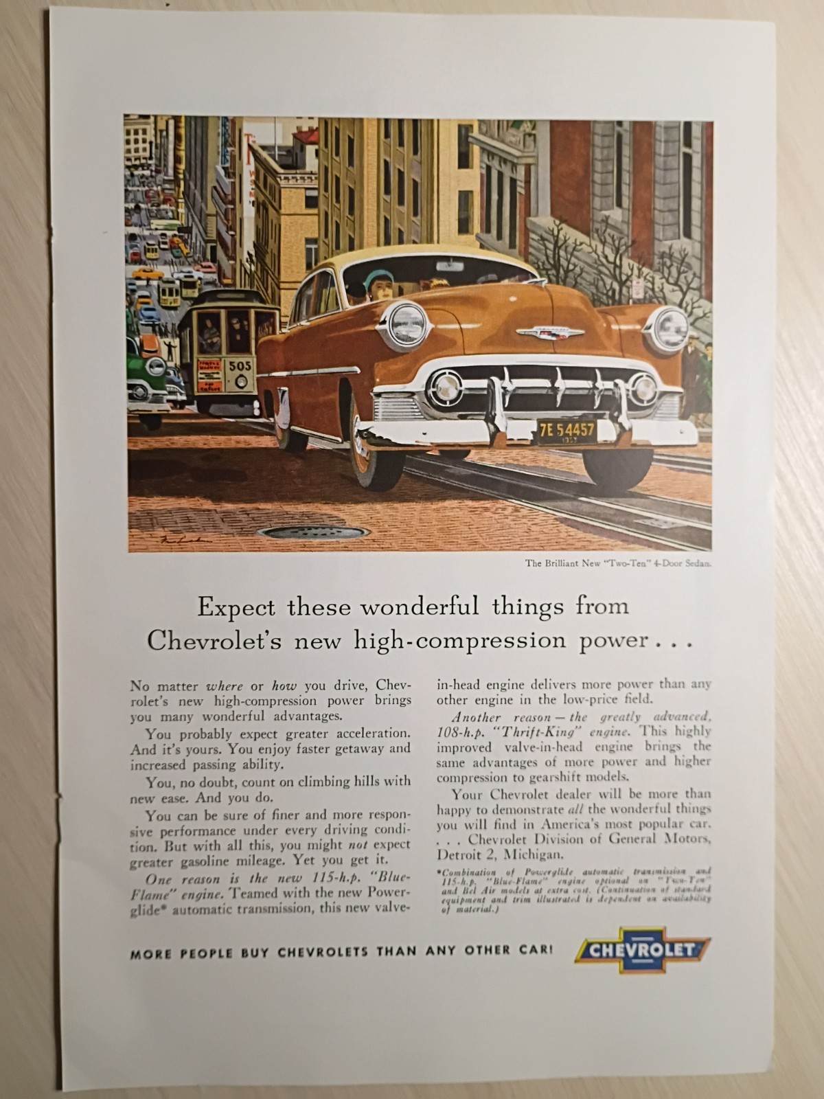 Vintage Automobile Chevrolet Two-Ten 4-Door Sedan 1953 Original Print Vintage Automobile Chevrolet Two-Ten 4-Door Sedan 1953 Original Print