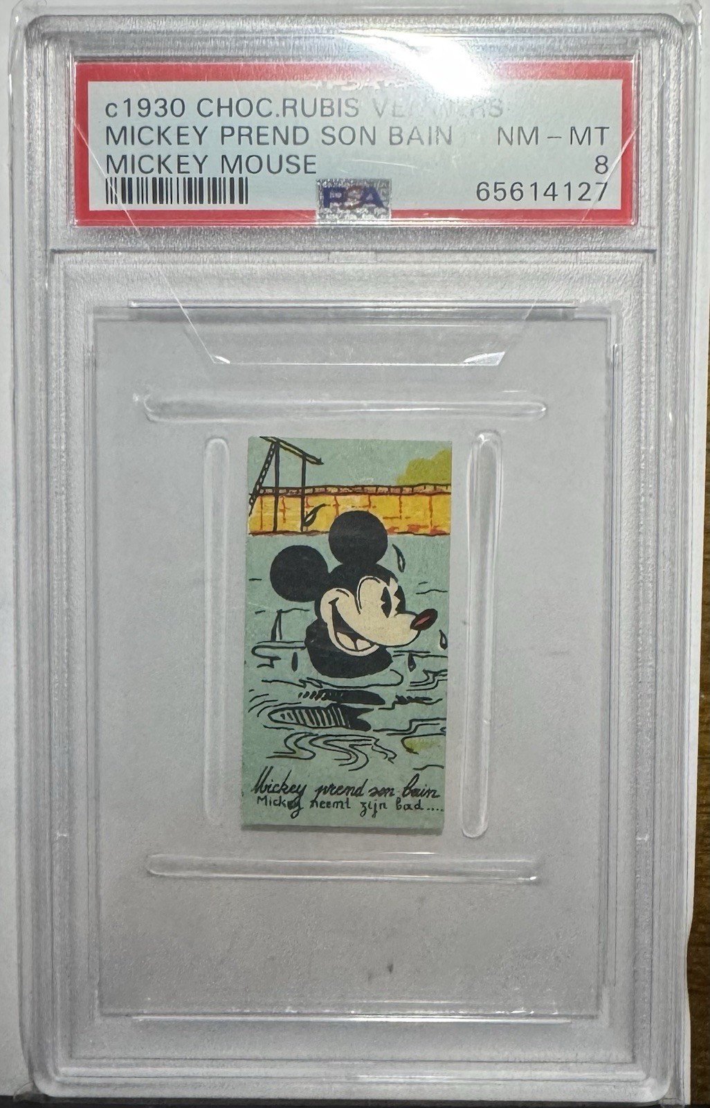 1930s Mickey Mouse Chocolaterie Rubis Verviers Mickey PREND SON PSA 8 NM-MT