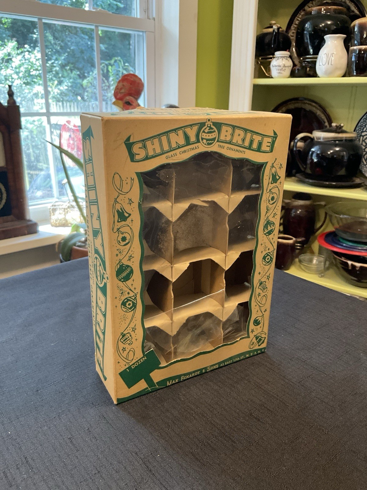 Vintage SHINY BRITE 12 Ornament Empty Box For Small Ornaments 1940s