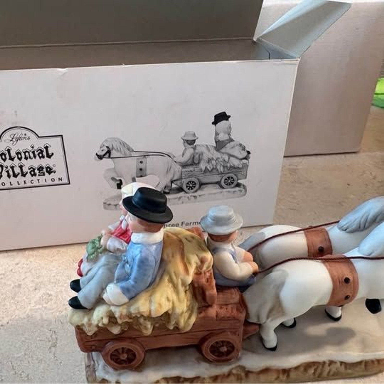 vintage 1987 Lefton Colonial Village The Horse-Drawn Hayride #06456 (u15 x2)