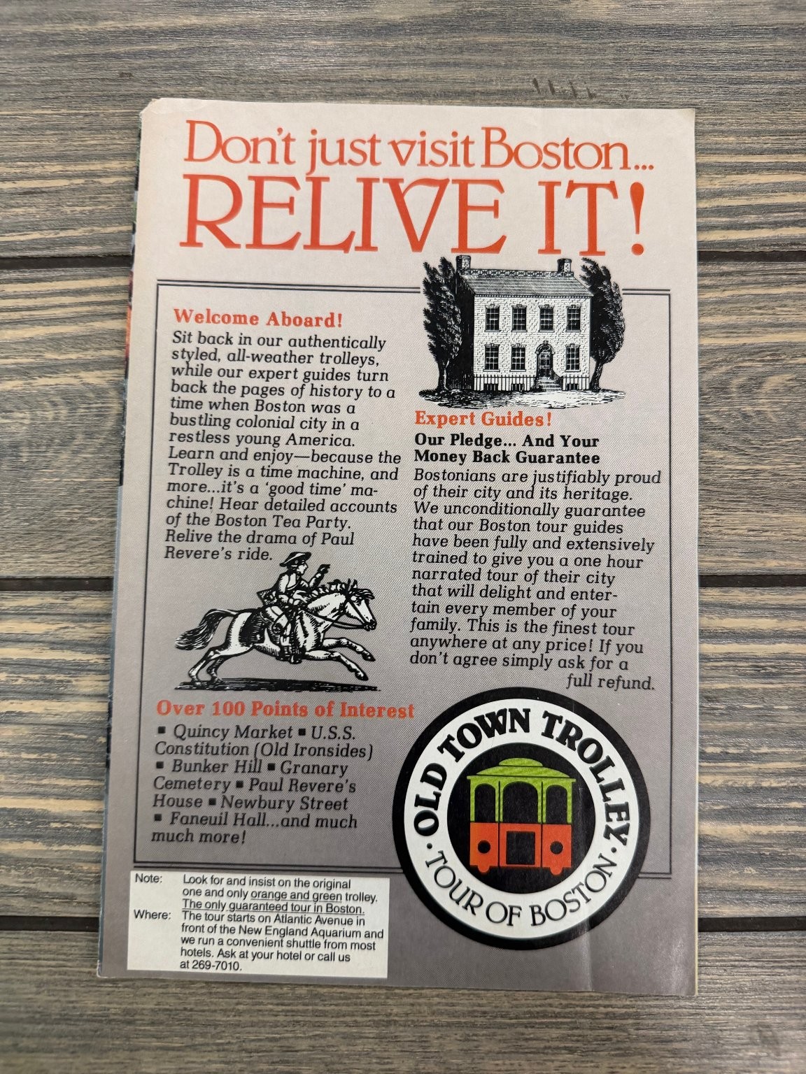 Old Town Trolley Tour of Boston & Jimmy's Harborside Restaurant Brochure