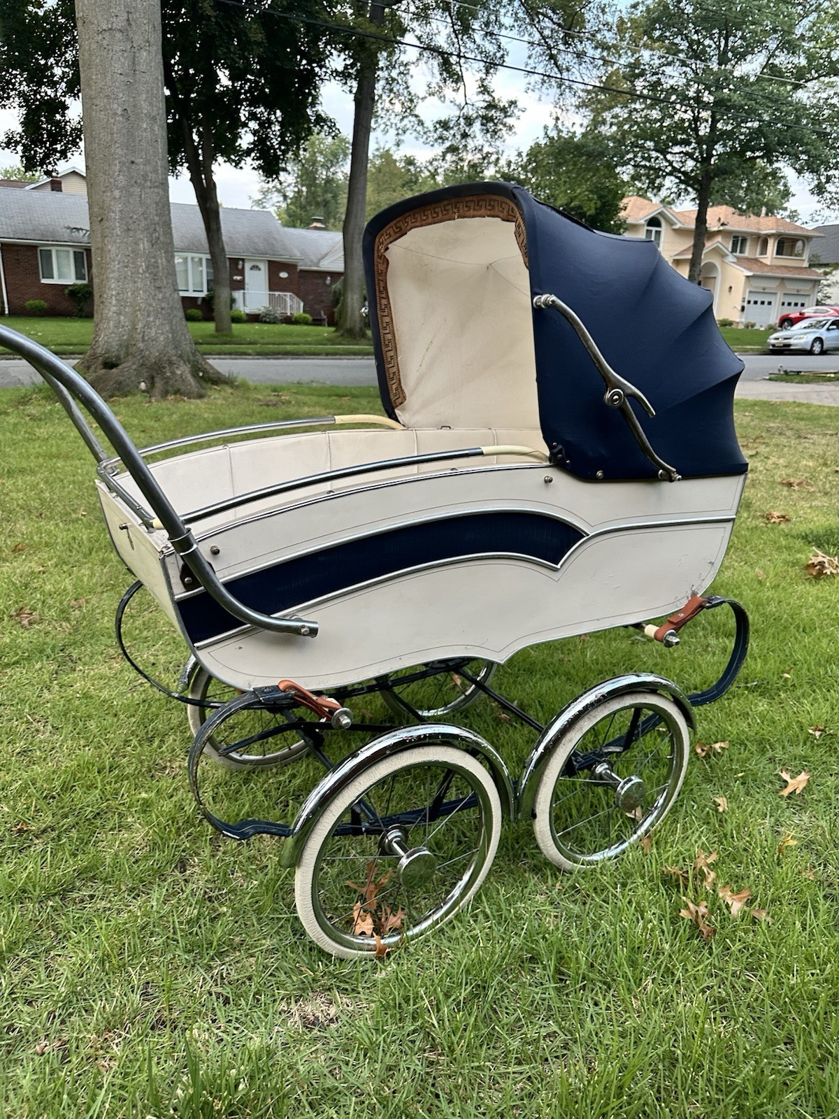 1950s Van Delft Dutch Baby Carriage Pram Vintage Chrome Wheels Netherlands