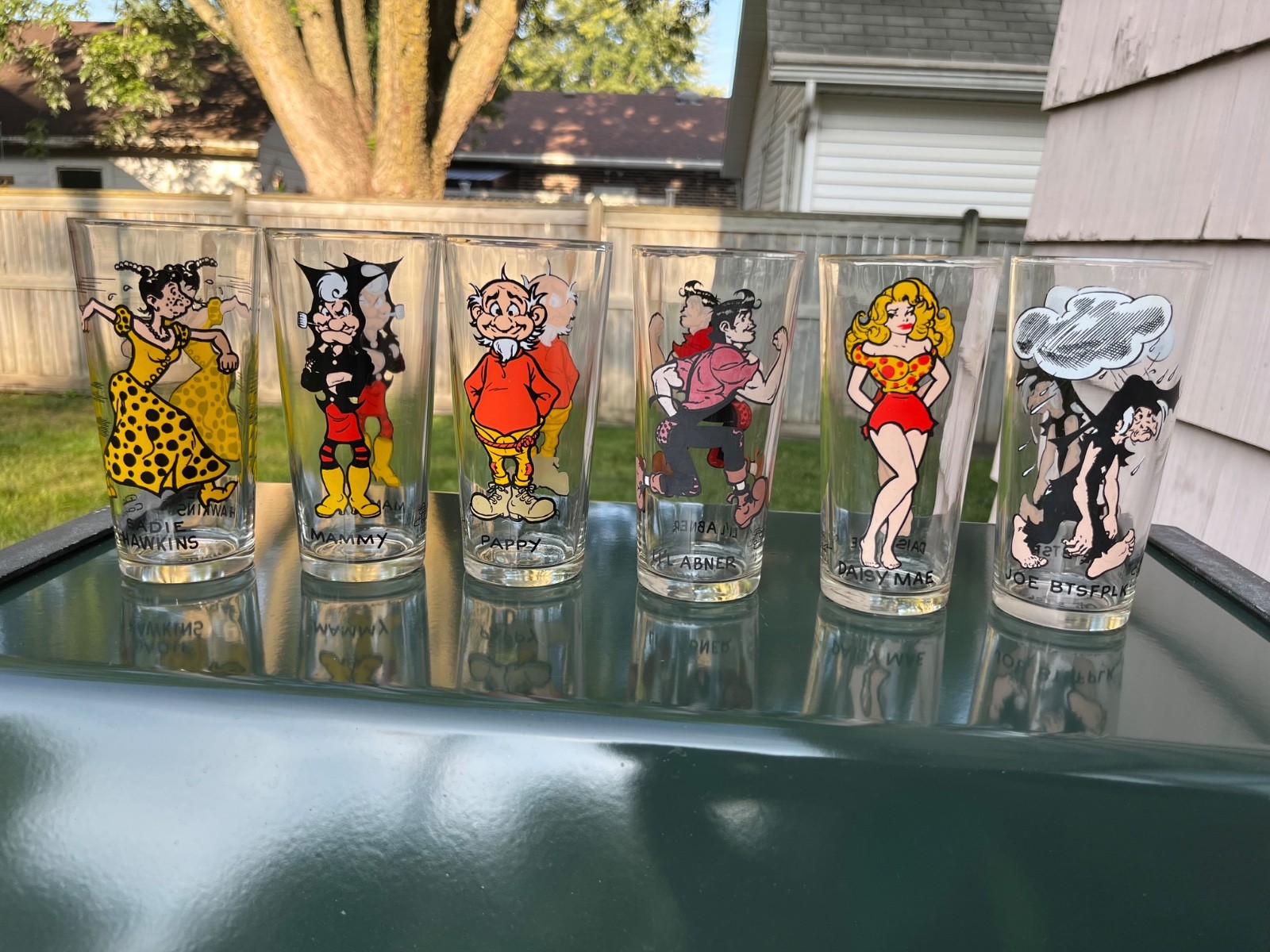 1975 Li’l Abner Complete Drinking Glass Set Daisy Mae Joe Btsfplk Character Full