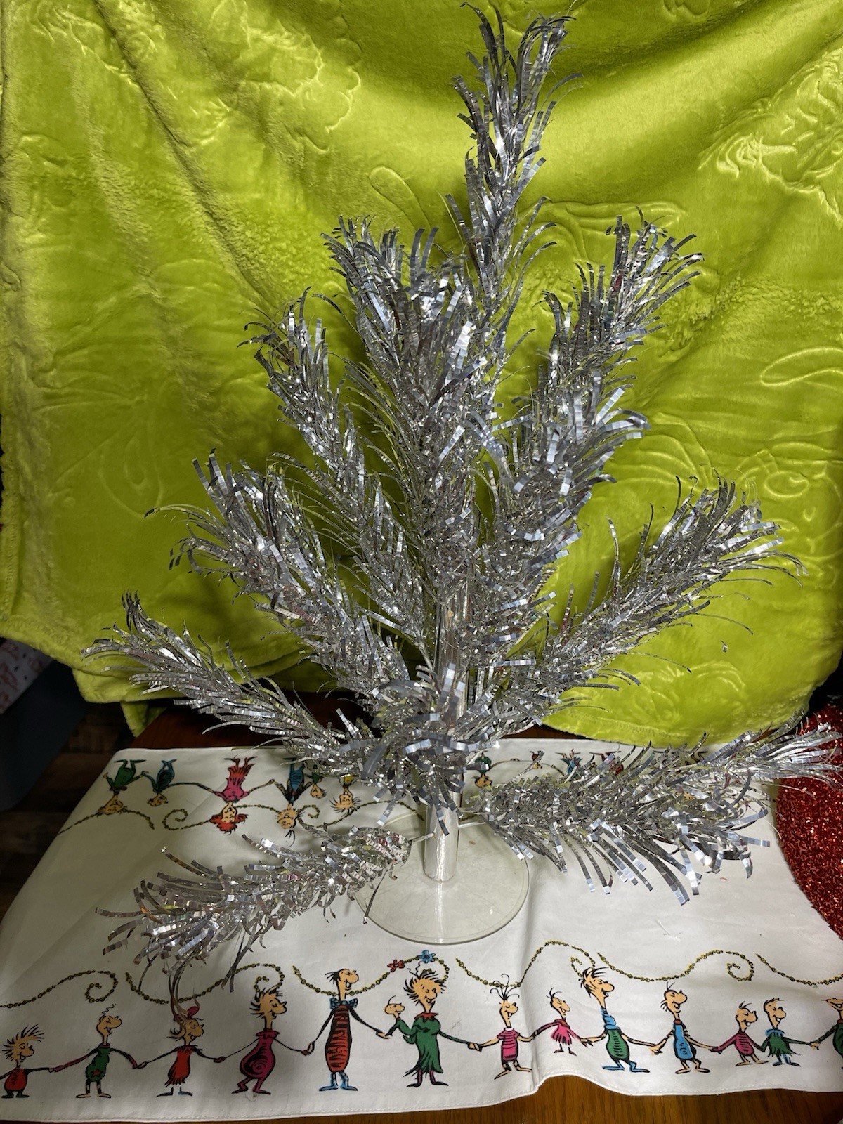 Vintage Evergleam Aluminum 2 Ft Christmas Tree With Box, 19 Branches & Sleeves