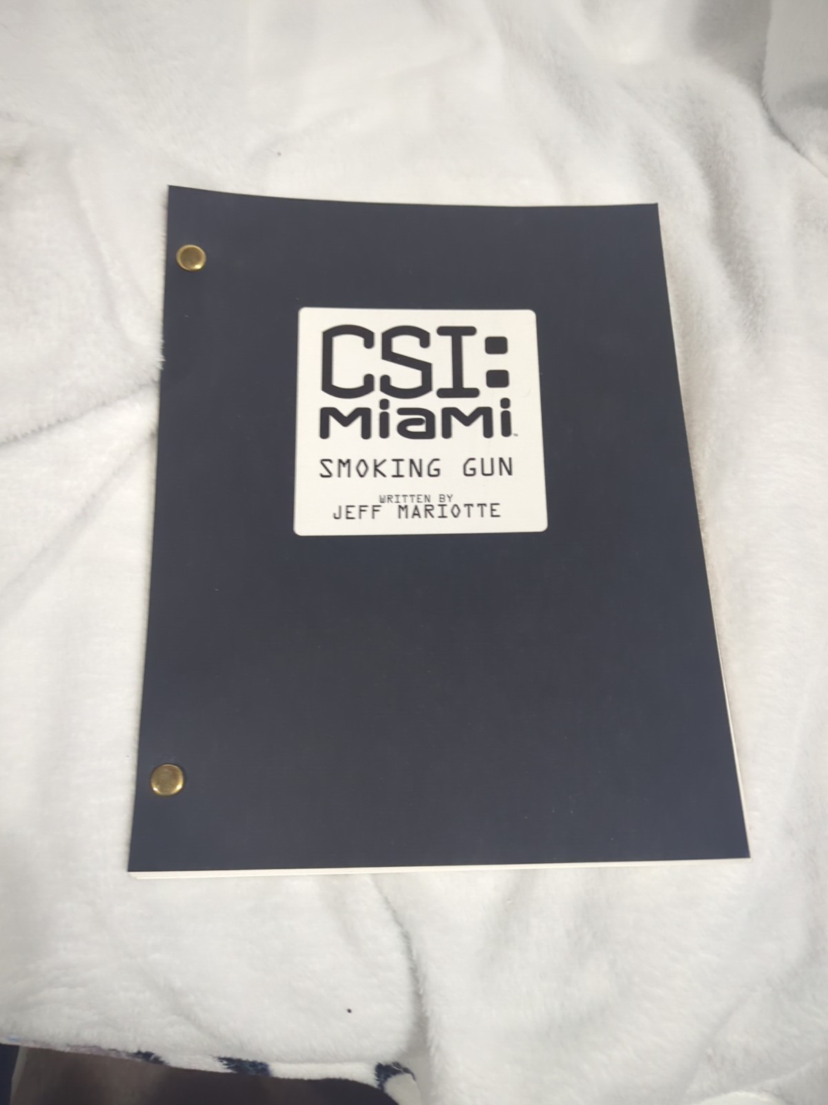 CSI: Miami Smoking Gun script signed by author Jeff Mariotte 