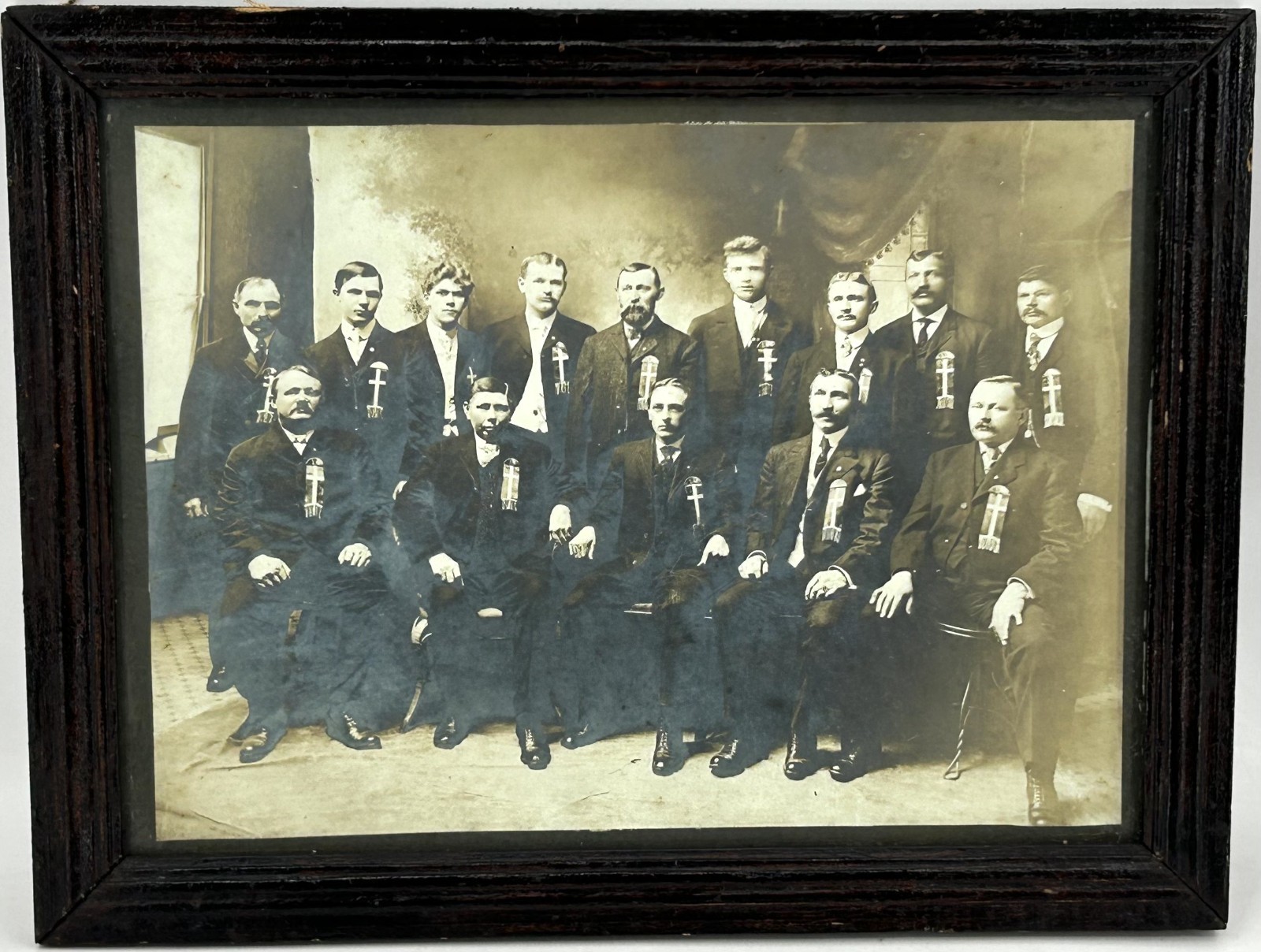 Antique Original 1800\'s Freemasons Group Photo - Masonic Lodge Meeting