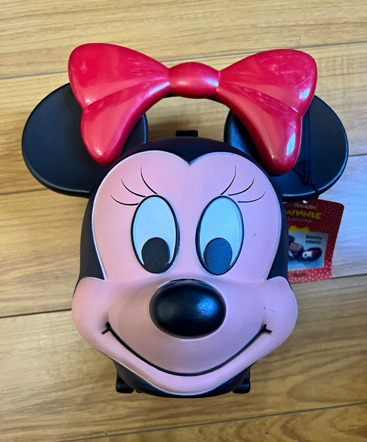 Vintage 1980s Walt Disney Minnie Mouse 3D Molded Head Plastic Lunch Box Set