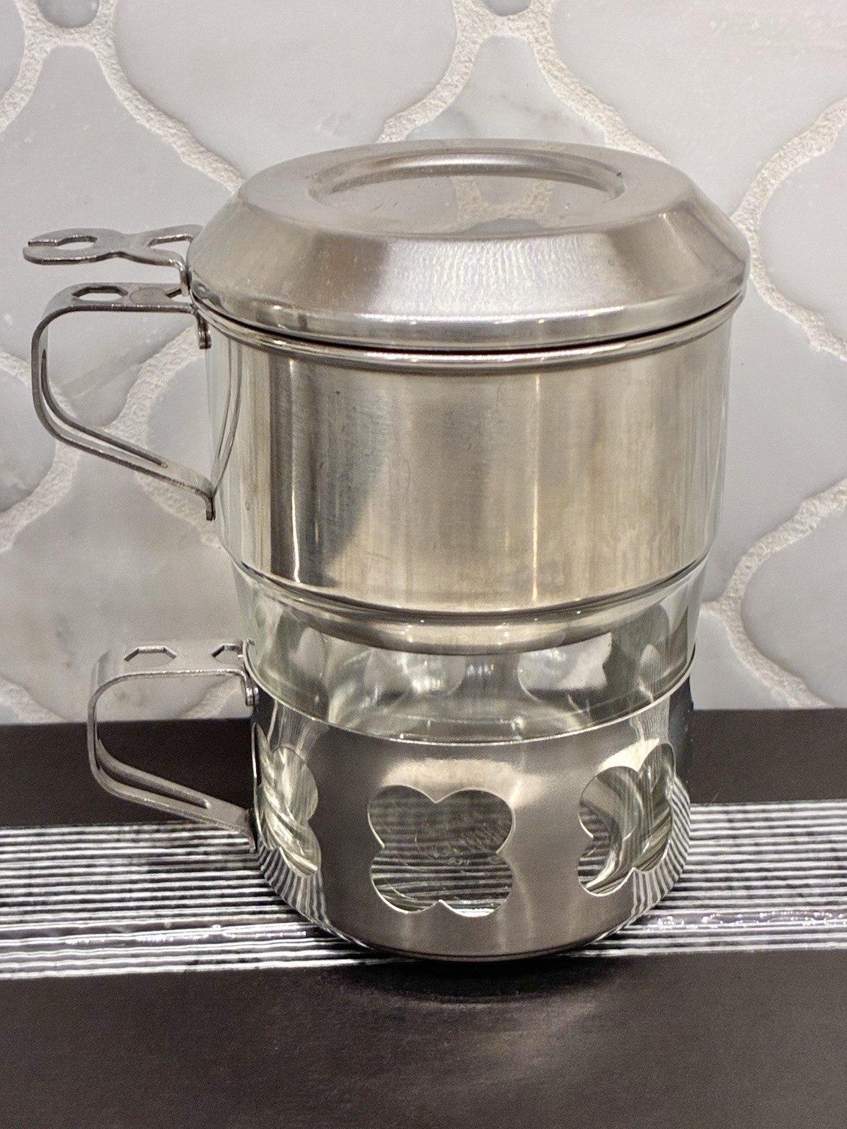 Vintage Menagia Baes Inox Duralex Single Serve Drip Coffee Maker Cup Dripolator