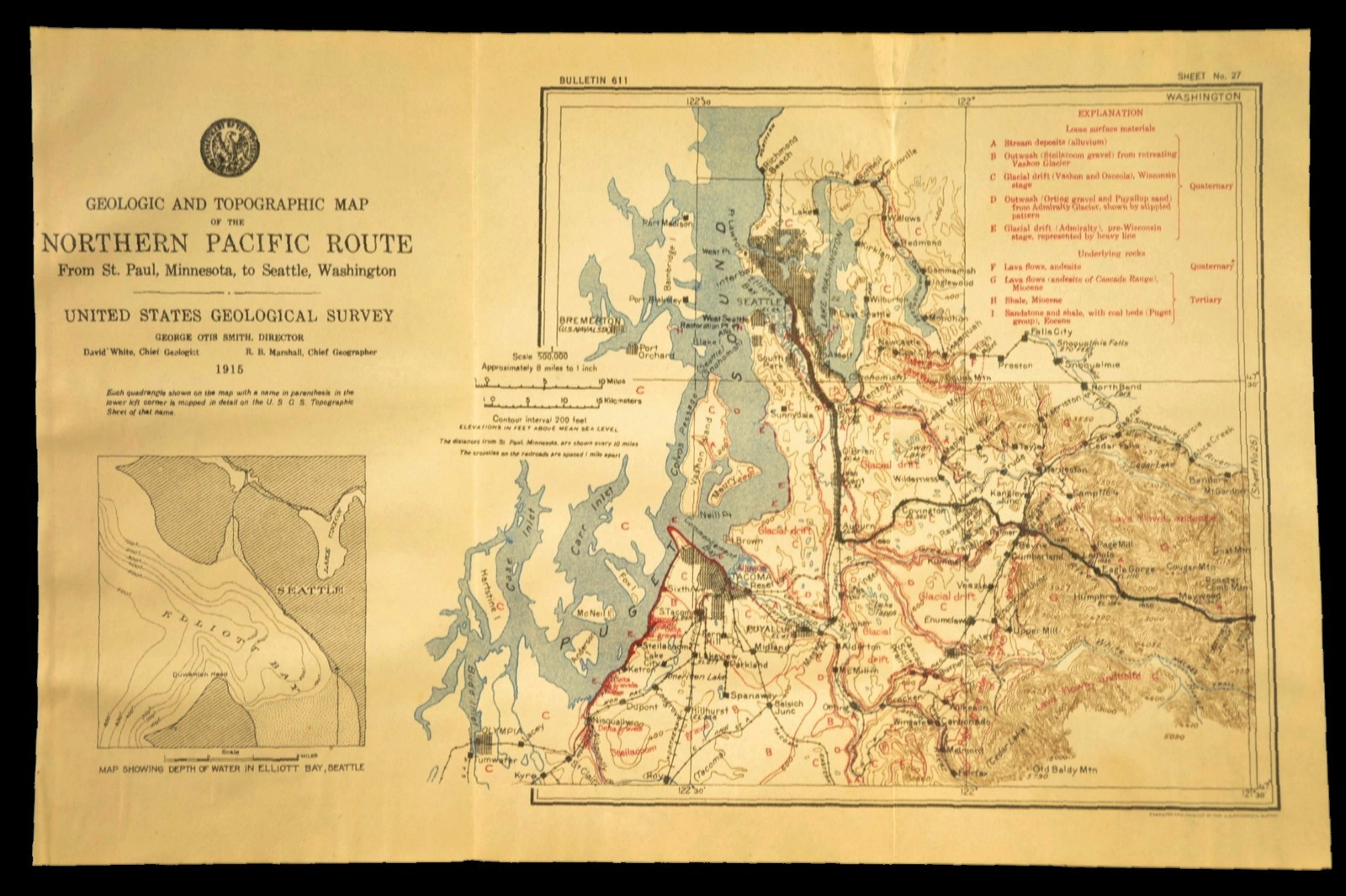 Antique Northern Pacific Railroad Map Seattle Washington Tacoma Kent Pullyallup Antique Northern Pacific Railroad Map Seattle Washington Tacoma Kent Pullyallup