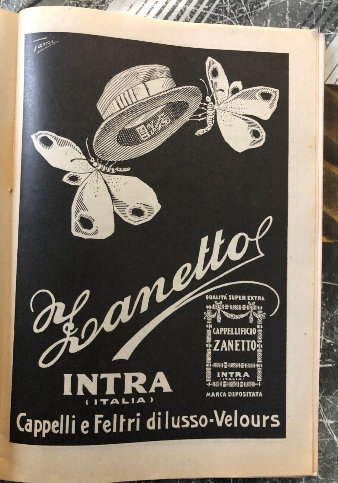 Vintage Advertising 1923 Full Page Print Advertising Zanetto Intra Hats