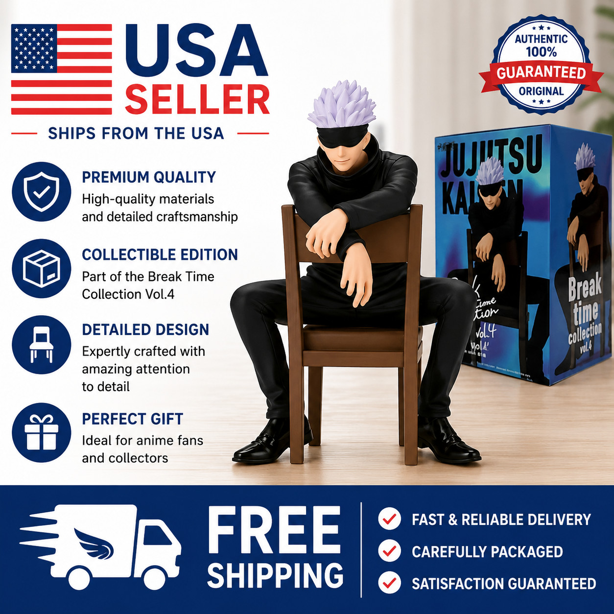 H11cm Jujutsu Kaisen Satoru Gojo Collectible Statue Action Figure Toy Gift W box